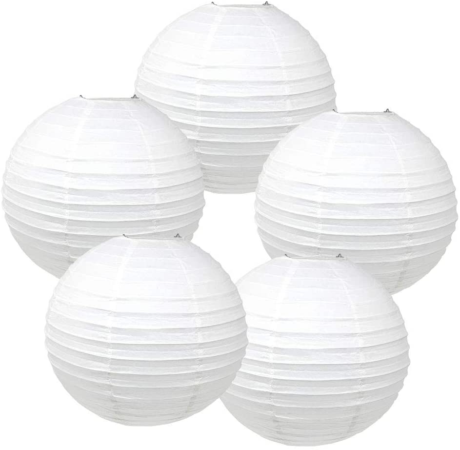 White Paper Lanterns -12"Inch Great For Birthday Parties, Weddings Or Baby Shower