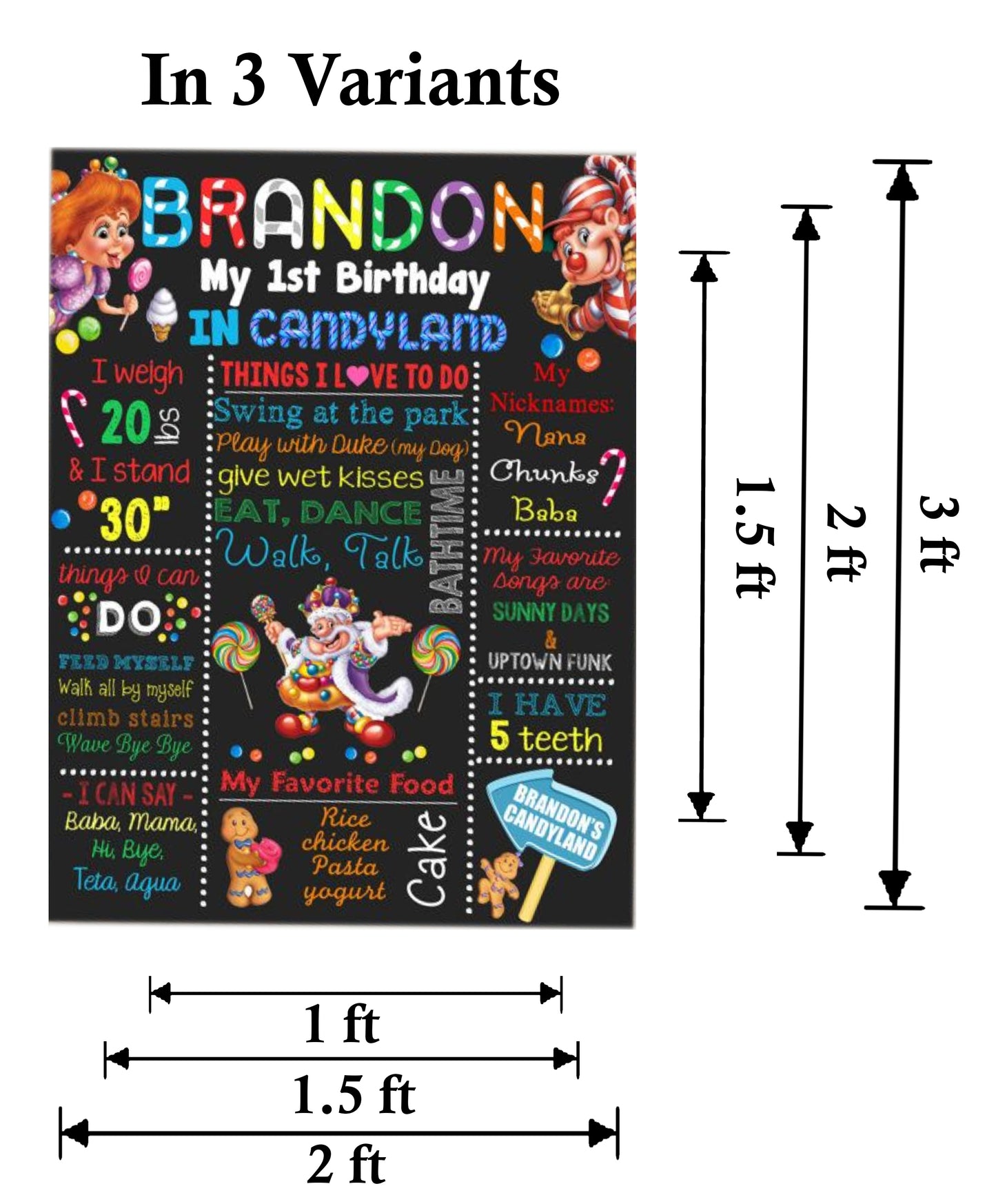 Candyland Theme Customized Chalkboard/Milestone Board for Kids Birthday Party