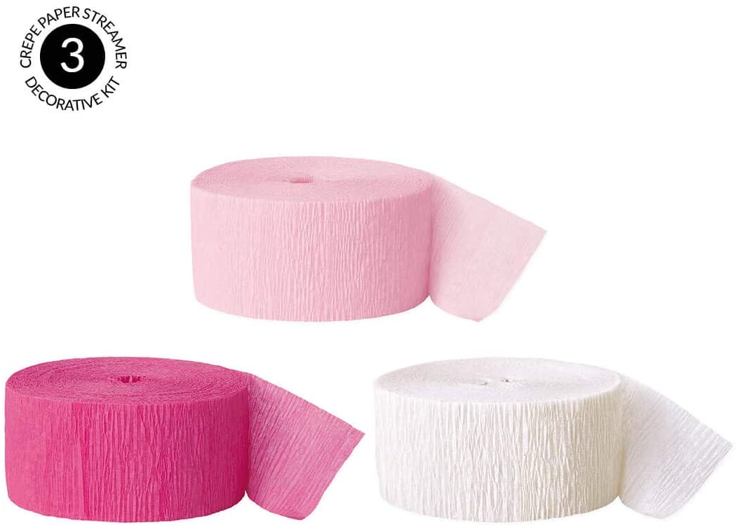 White Light ,Pink And Dark Pink Crepe Paper Crepe Paper Streamer (18 Piece)