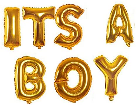 16 Inch Gold Letter Mylar "Its A Boy" Banner For Baby Boy Welcome Party Decoration