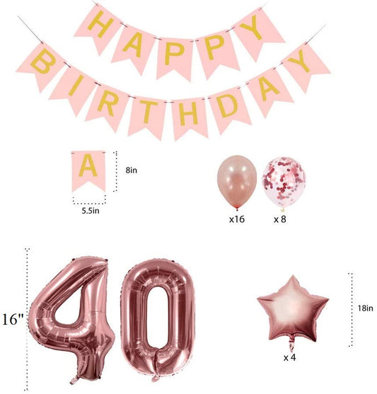 40Th Birthday Rose Gold Decorations Kit