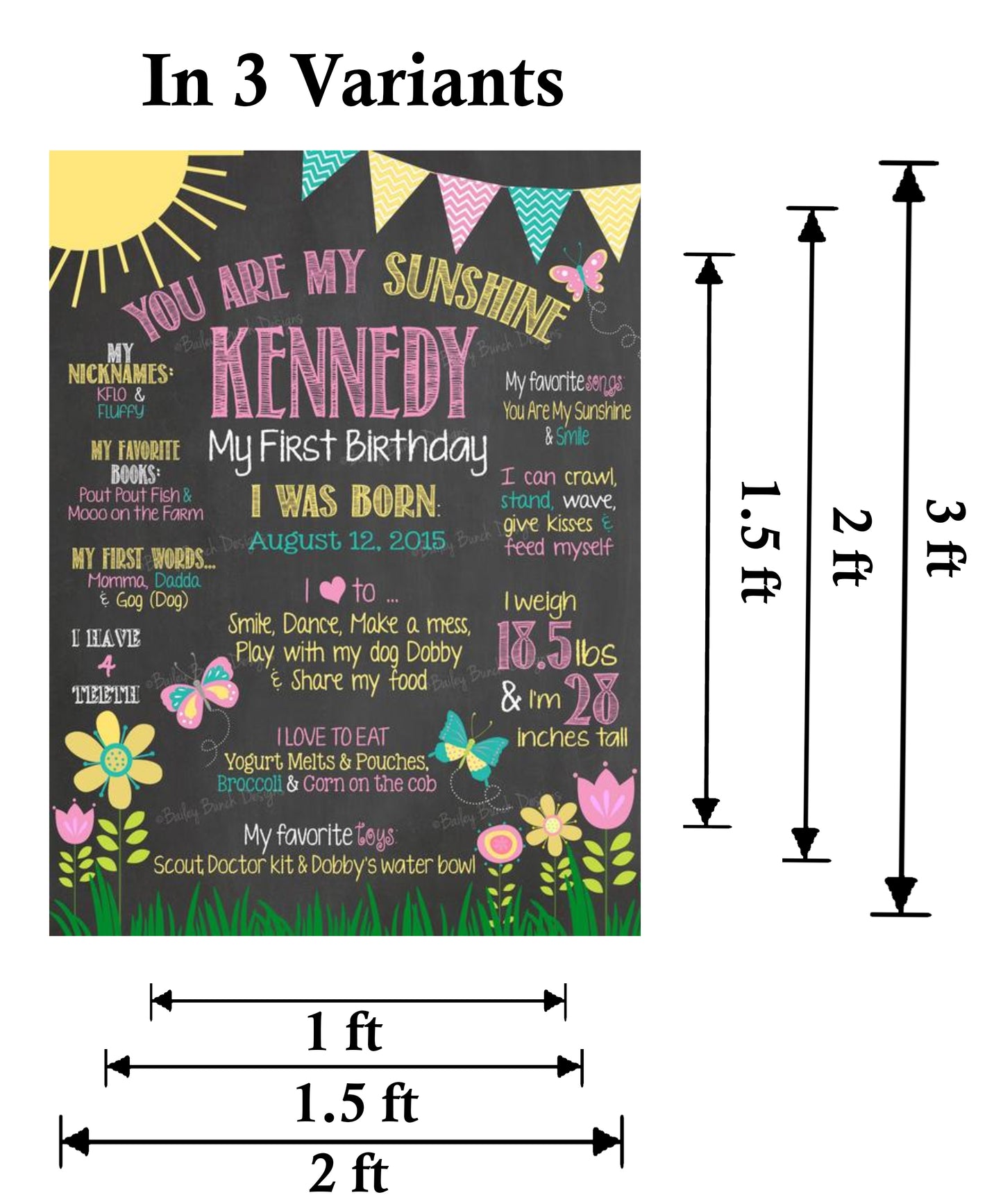 Sunshine Theme Customized Chalkboard/Milestone Board for Kids Birthday Party