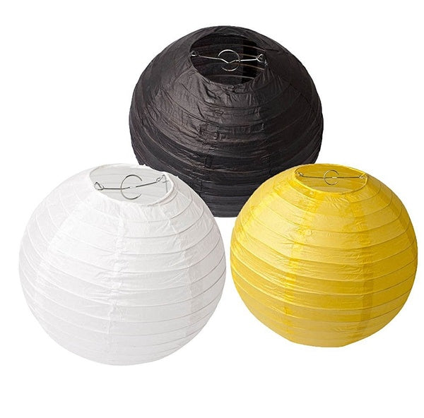 Yellow, Black And White Paper Lanterns -12"Inch Great For Baby Shower , Bee Parties
