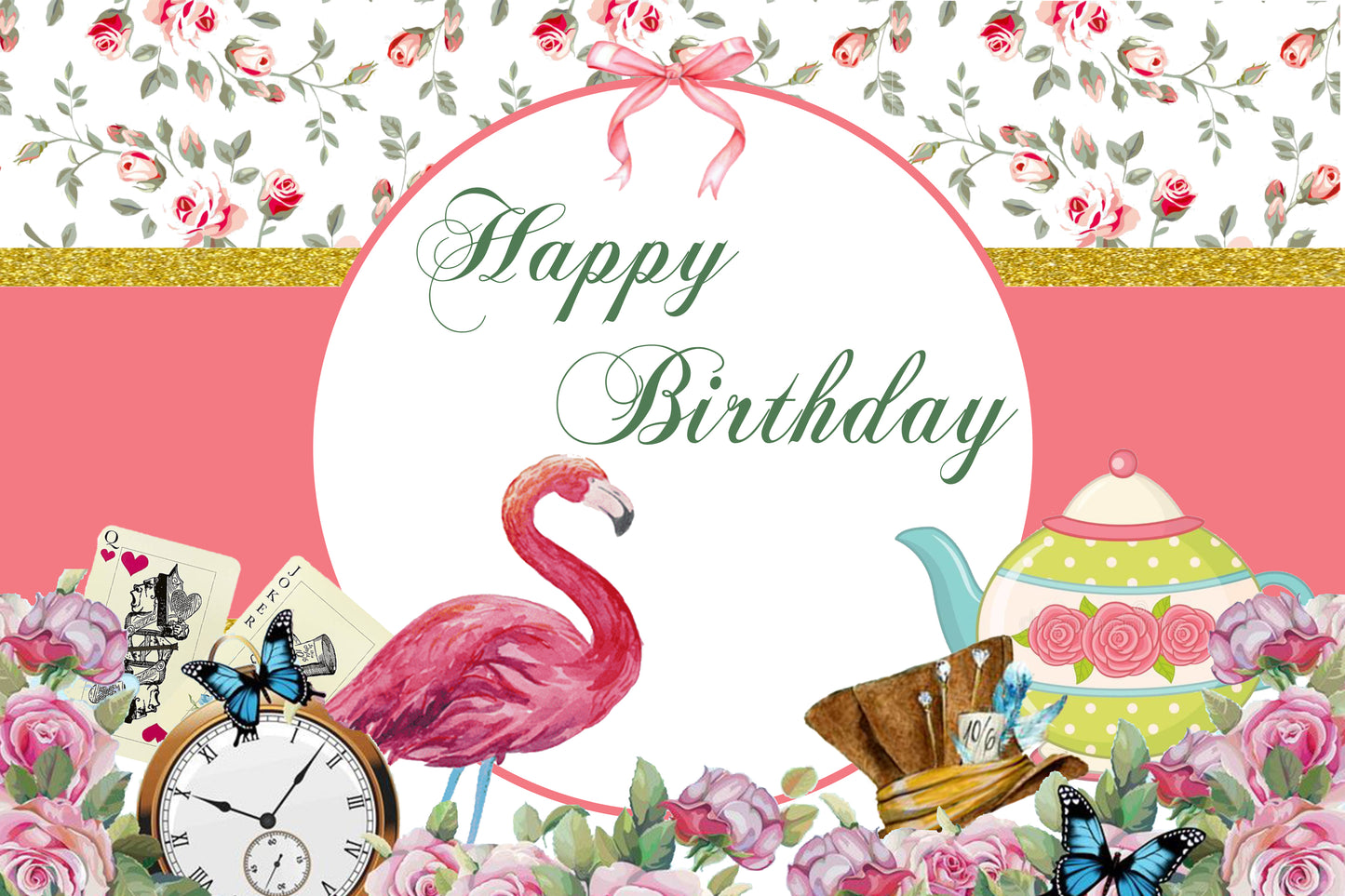Alice Tea Theme Birthday Party Backdrop
