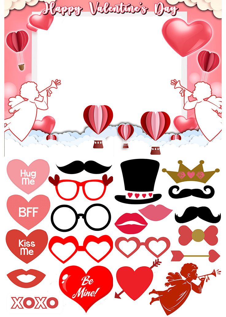 Valentine Party Photo Booth and Props Set