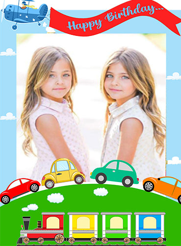 Transport Theme Birthday Party Selfie Photo Booth Frame & Props
