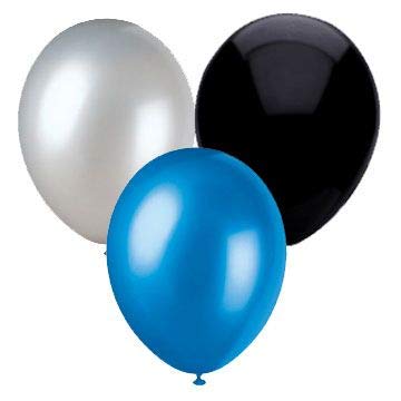 Blue and Silver Black with Blue Star foil Happy Birthday Banner Party Decorations