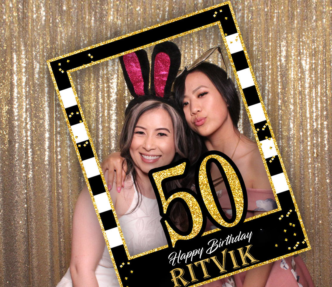 50th Birthday Party Selfie Photo Booth Frame & Props