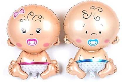 Baby Shower Decorations Combo-Silver Fringe Curtain , Printed And Polka Balloons ,Star Silver Foil Balloon