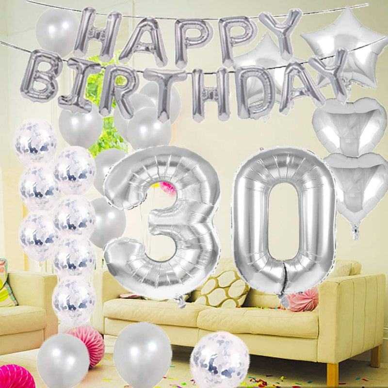 Silver 30th Birthday Decorations Party Supplies