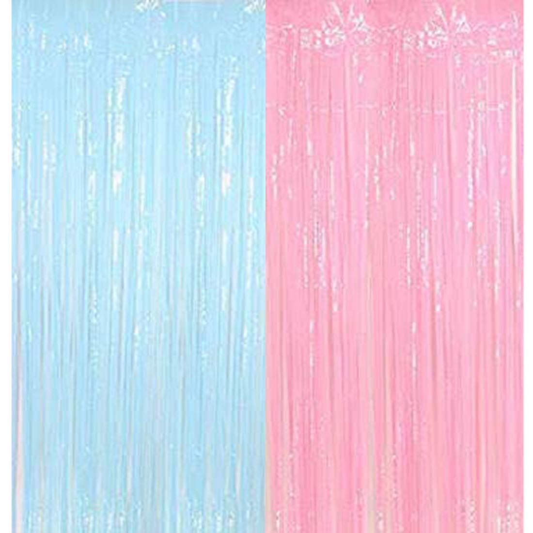 Baby Shower Decoration-Pink Blue Fringe Curtain ,Banner And Balloons(Pack Of 56)