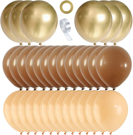 Latex Balloon for Birthday -Brown Rose Gold and Gold