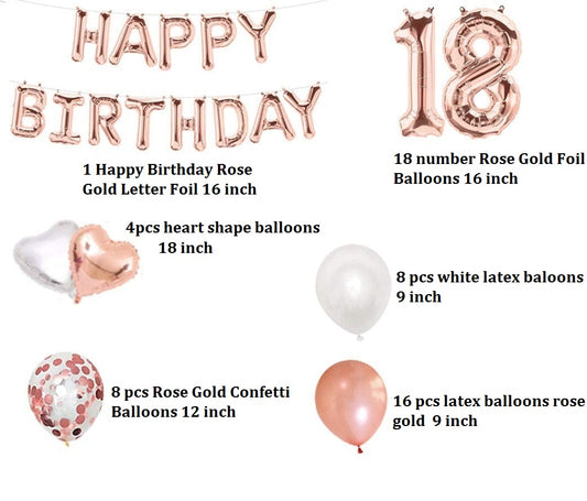 Rose Gold 18th Birthday Party Decorations for Girls