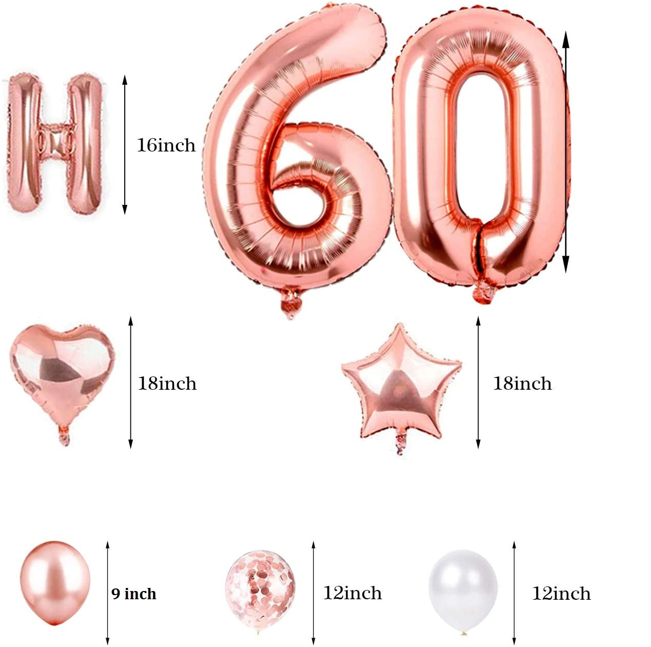 60th Birthday Rose Gold Decoration Kit