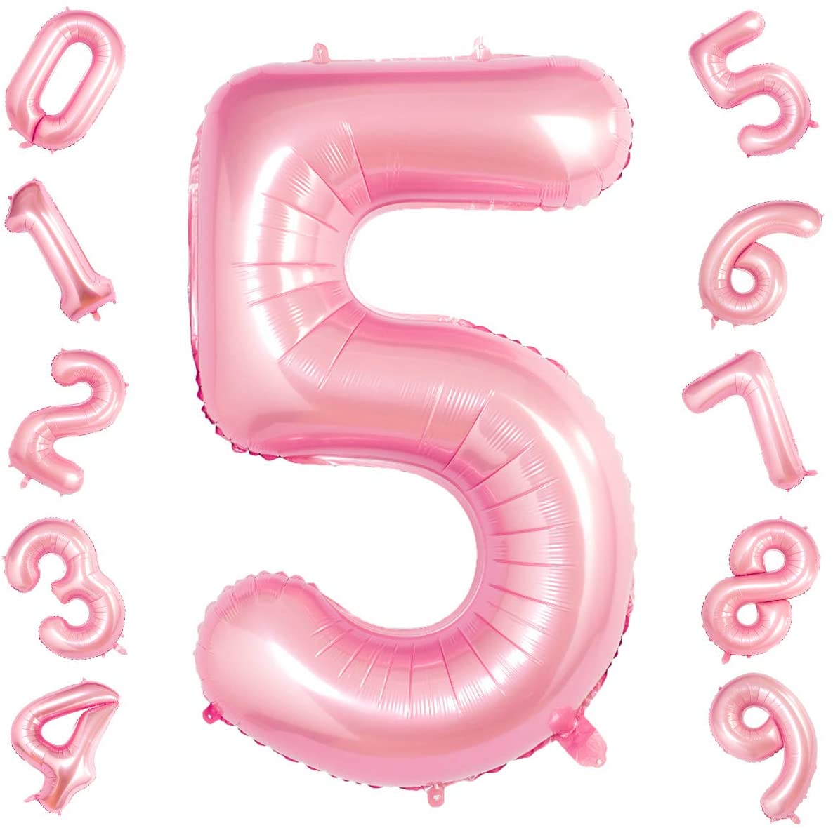 Pink Digit Foil Birthday Party Balloon Number 5