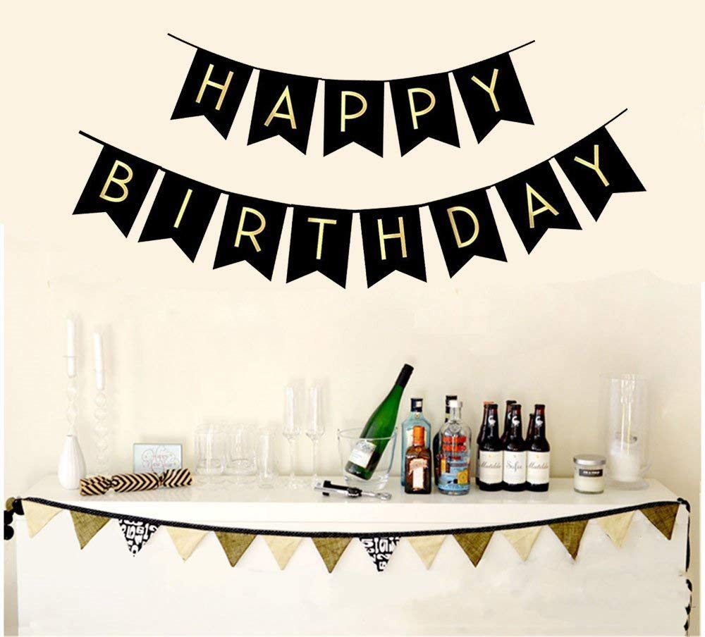 Birthday Party Decorations Kit - Happy Birthday Banner, Star Foil Decorations ,Red ,Yellow And Black Latex Balloons, Perfect Party Supplies