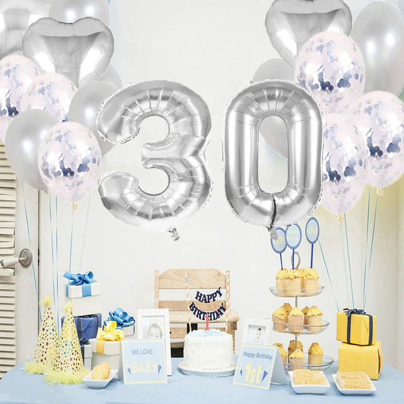 Silver 30th Birthday Decorations Party Supplies