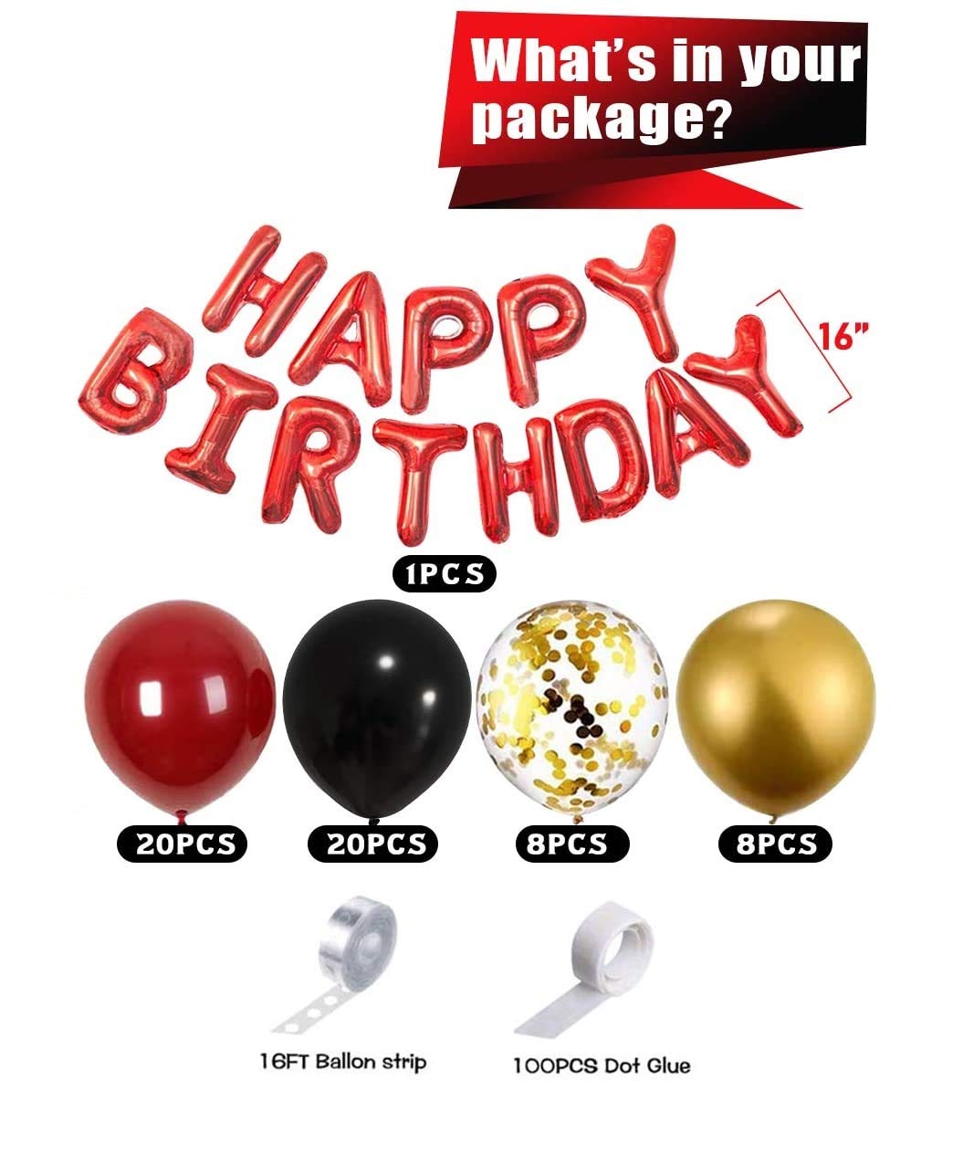 Red And Black Gold Balloons Birthday Party Decoration Balloon Garland Arch Kit