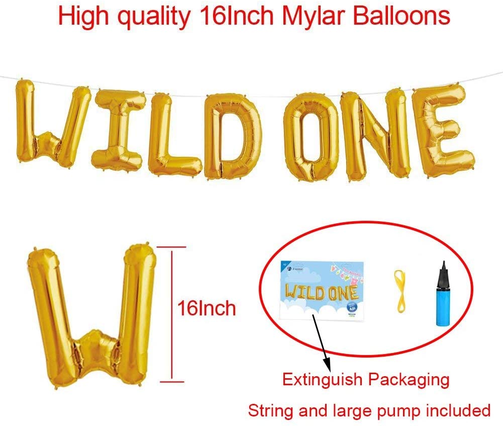 Wild One Letter Foil Balloon & Balloon Pump -First Birthday Decoration