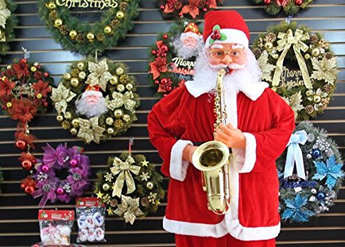 Electric Santa Claus,Dancing Music Electrical Toy Plays The Saxophone,Christmas Ornament - 6ft
