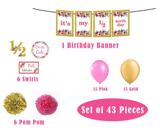 Half Birthday Decoration Party Supplies For Girls