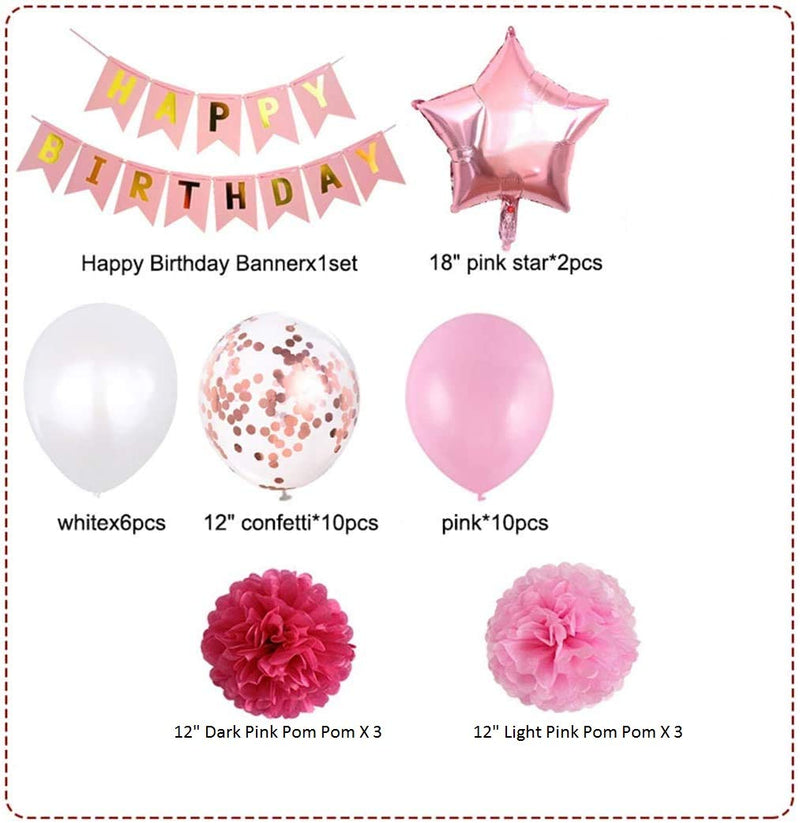Pink Birthday Party Decorations for  Women/Girls