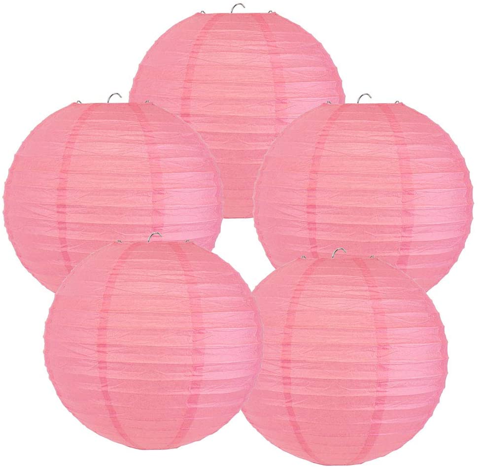 Tissue Paper Pom Poms And Paper Lanterns -Pink ,Green And Purple