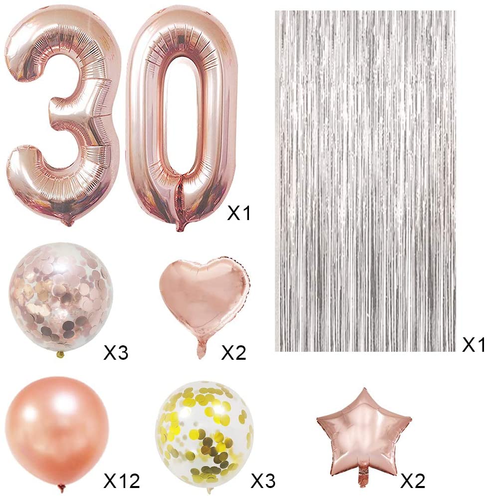 30th Birthday Decorations Rose Gold