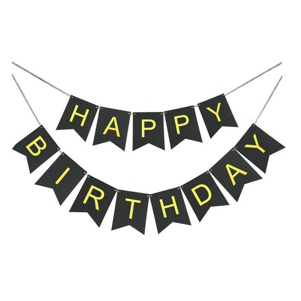 Gold And White Decoration Kit- Happy Birthday Banner, Fringe ,Pom Pom And Lanterns