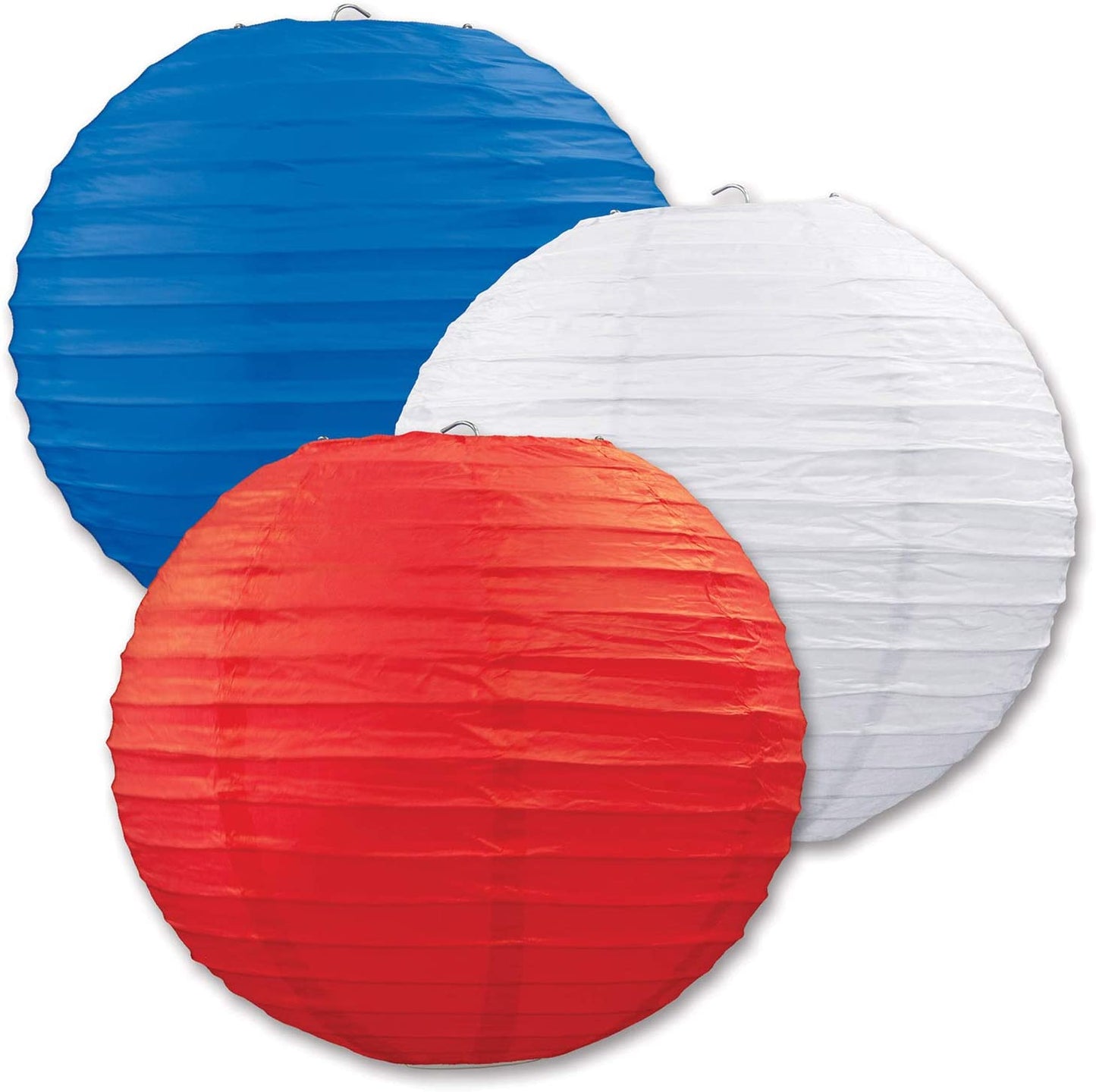 Red Blue And White Paper Lanterns -12"Inch Great For Birthday Parties ,Super Hero Theme