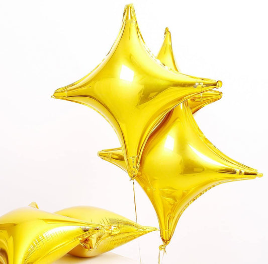 Star Shape Foil Gold Quadrangle Balloon - 24 Inch -3 Pc Balloons Decoration