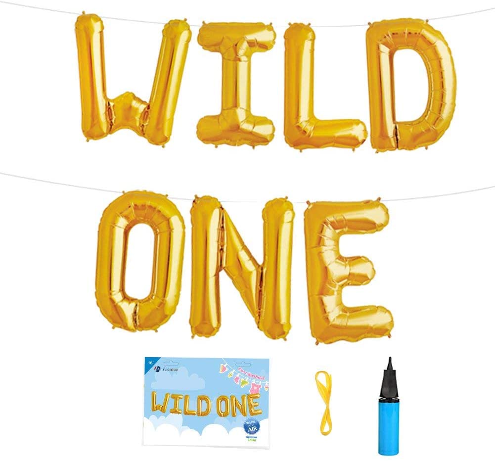 Wild One Letter Foil Balloon & Balloon Pump -First Birthday Decoration
