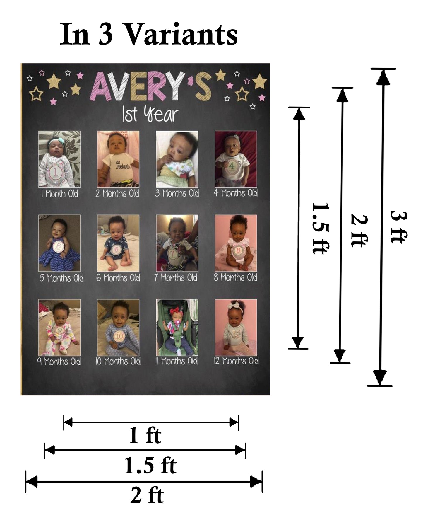 My First Year - Girl Monthly Milestone Photo Photo Milestone Month Board Birthday Decoration