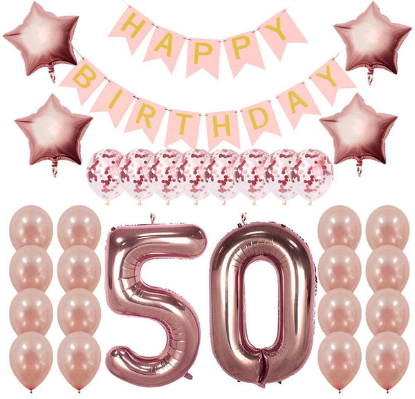 50Th Birthday Rose Gold Decorations Party Supplies Gifts