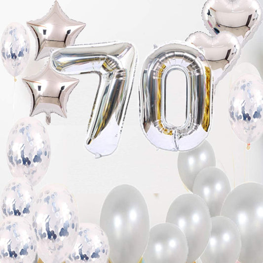 70Th Birthday Silver Decorations Kit
