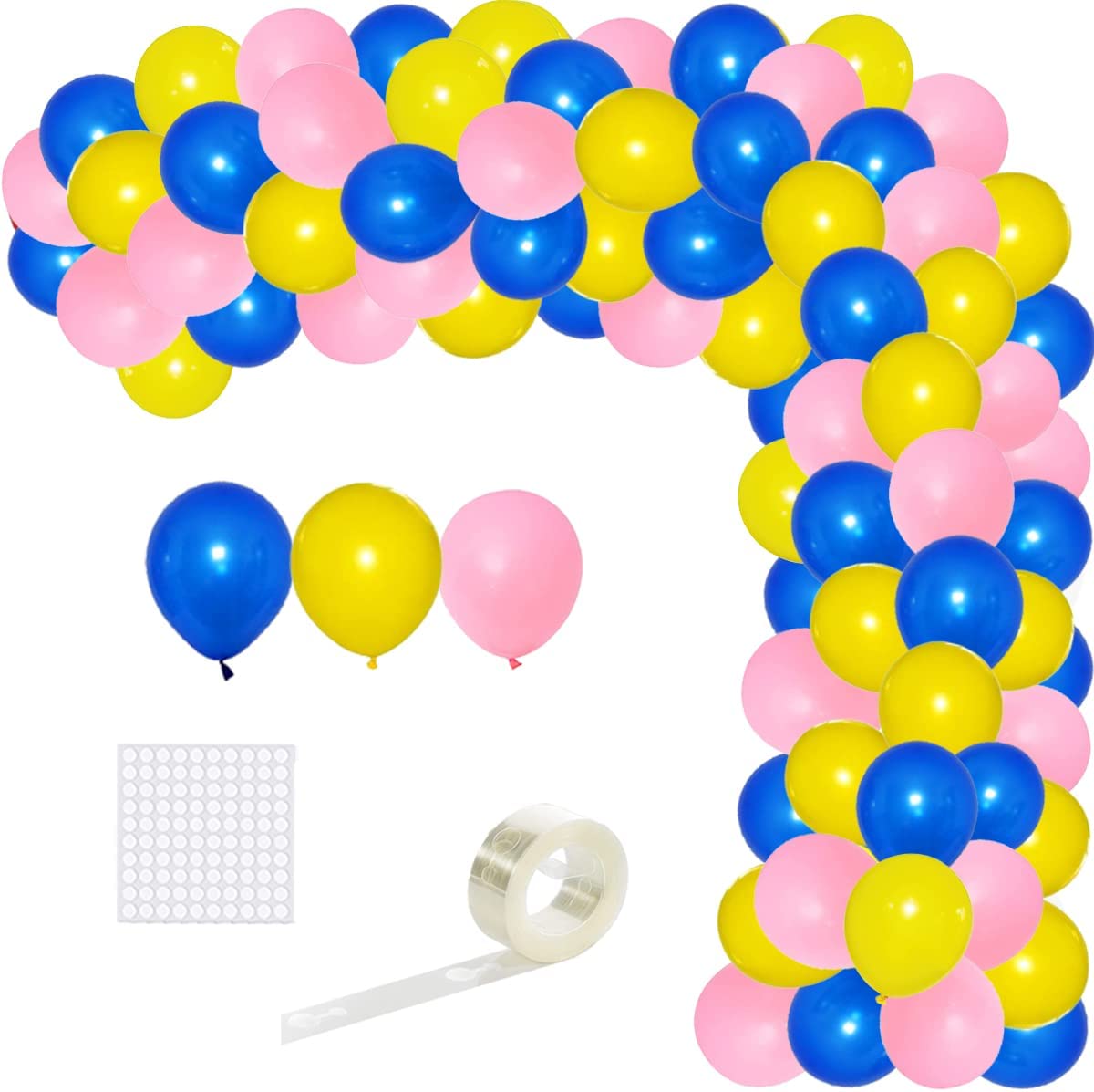 Metallic Pink, Blue and Yellow Latex Balloon For Party (Pack Of 60)