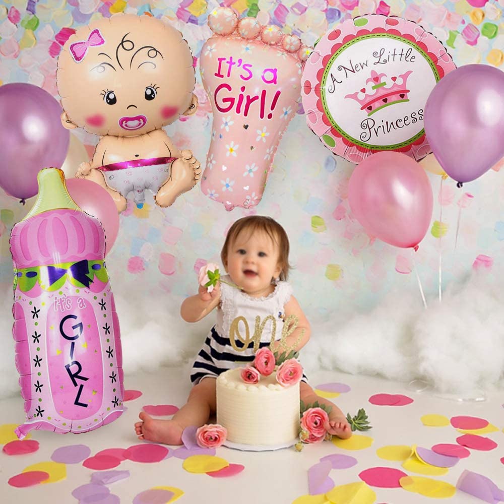 Baby Girl Welcome Decorations - Foil Balloons Kit(Pack Of 4)