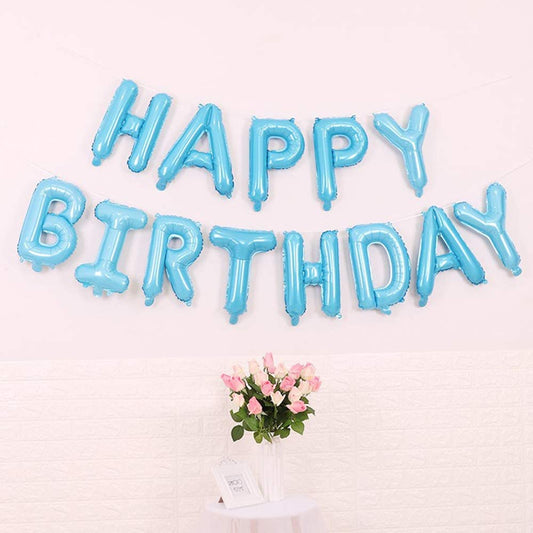Blue Happy Birthday Foil Letter Mylar 16 Inch Large Aluminum Balloon Banner For Kids And Adults Party Decorations