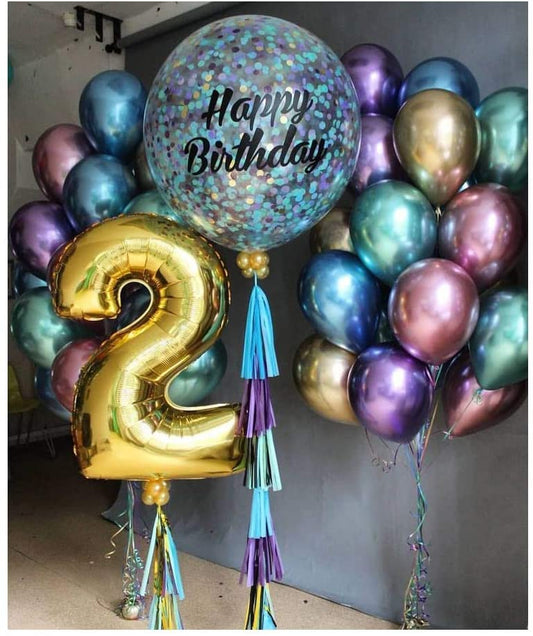 Chrome Shiny Thick Balloons For Wedding, Birthday, Baby Shower, Christmas Party Decoration- Multicolor