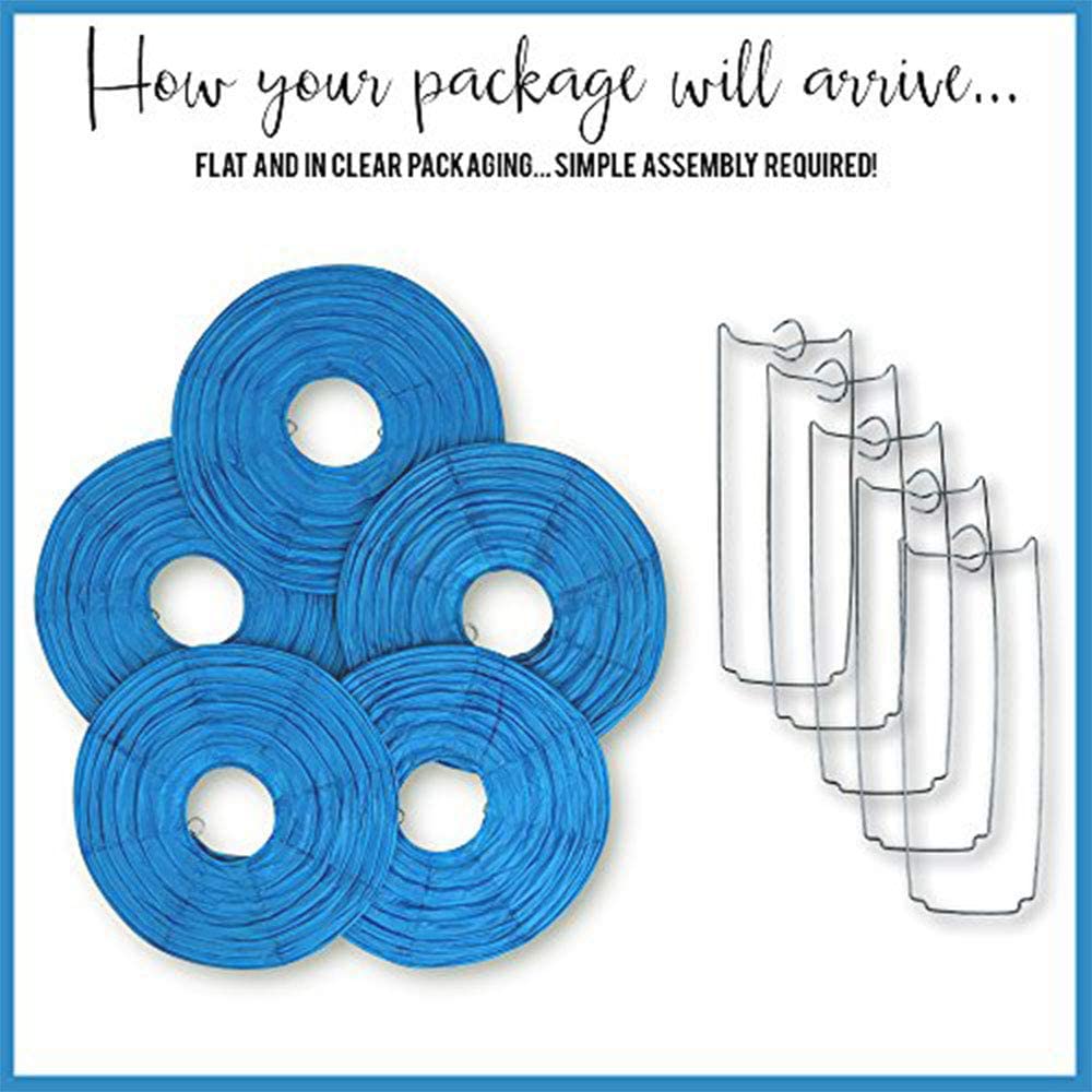 Blue Paper Lanterns -12"Inch Great For Birthday Parties, Wedding Or Baby Showers.