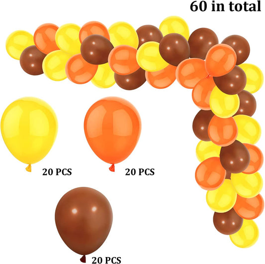 Latex Balloon for Birthday -Brown Yellow and Orange