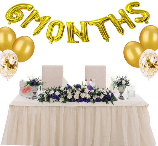 6 Months Foil Letter Balloon And Foil Heart Balloon,Confetti B-Half Birthday Decoration