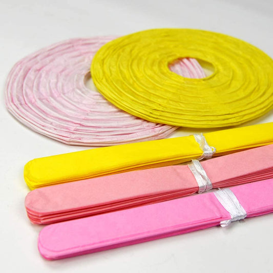 Pink And Yellow Tissue Paper Pom Poms And Paper Lanterns -Birthday Party Decorations