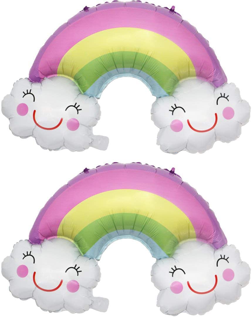 3pc Rainbow Balloons Foil Helium Balloons For Birthday Unicorn , Rainbow & Sunshine Theme