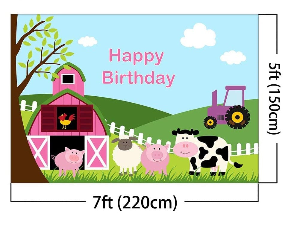 Farm Animals Theme Birthday Party Backdrop