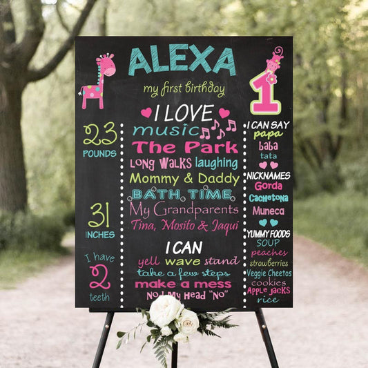 Fun Is One Customized Chalkboard/Milestone Board for Kids Birthday Party