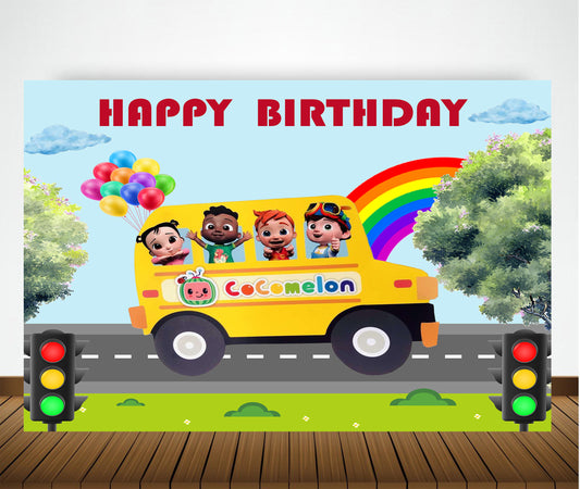 Cocomelon Theme Birthday Party Backdrop