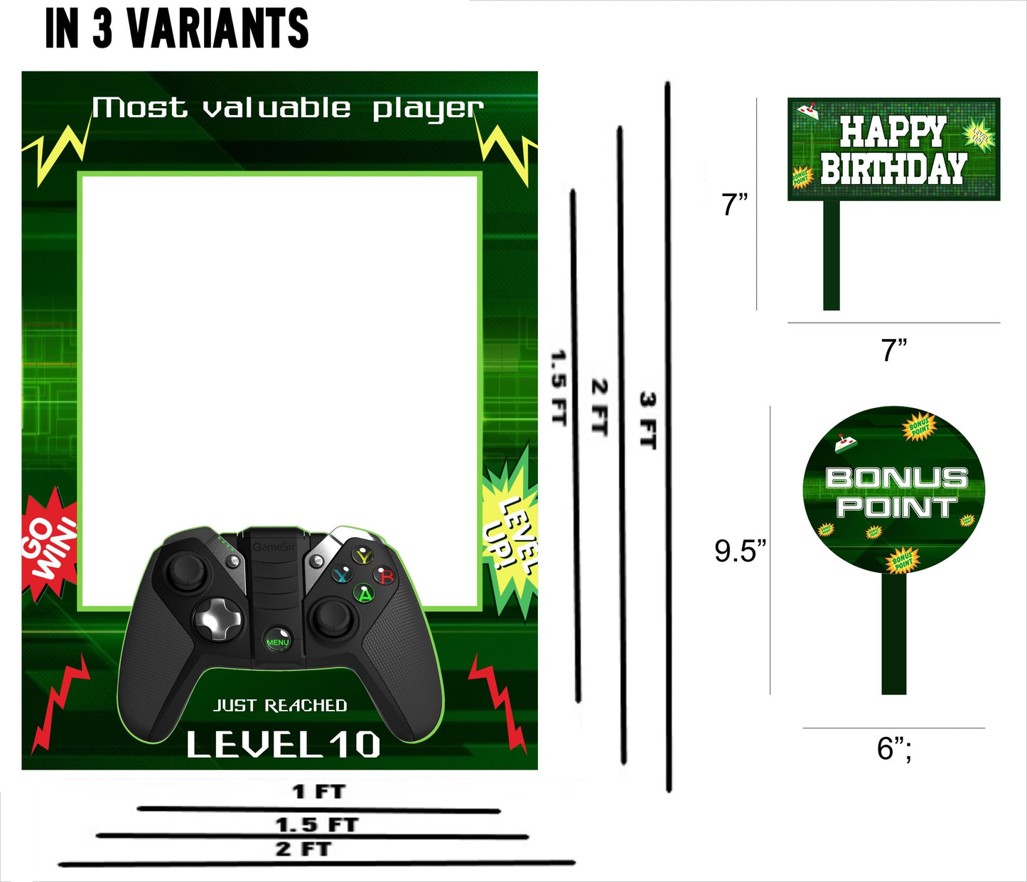 Gaming Theme Birthday Party Selfie Photo Booth Frame & Props