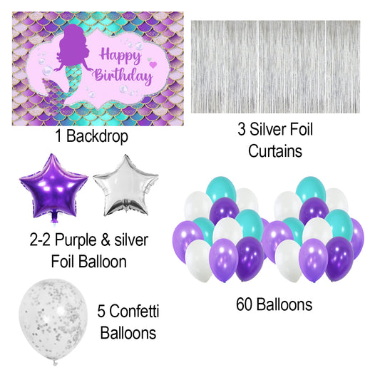 Mermaid Theme Birthday Party Complete Party Set for Girls