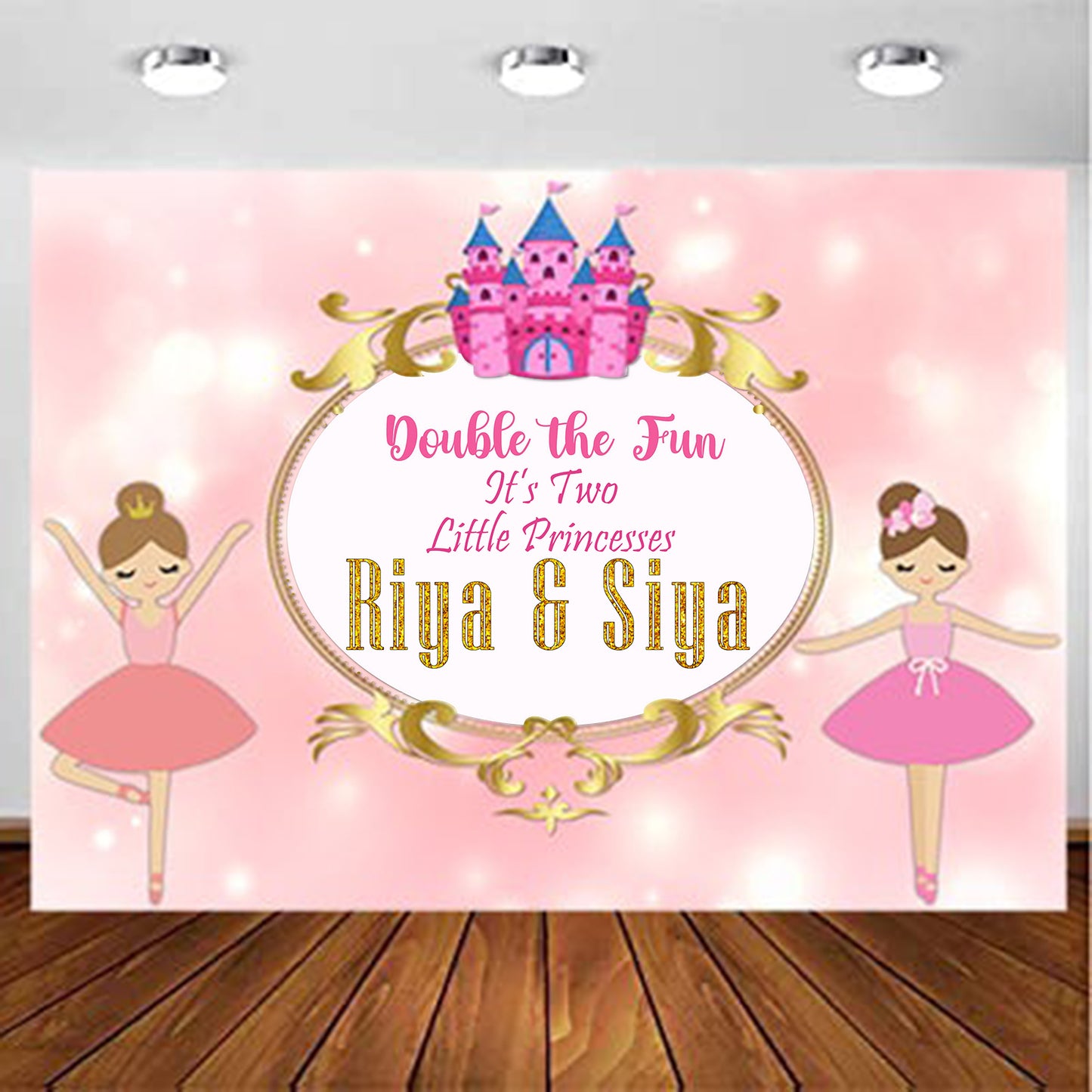 Twin Girls Theme Birthday Party Backdrop